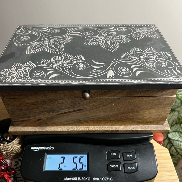 Decorative Wooden Box with Gray and White Design - Picture 9 of 9